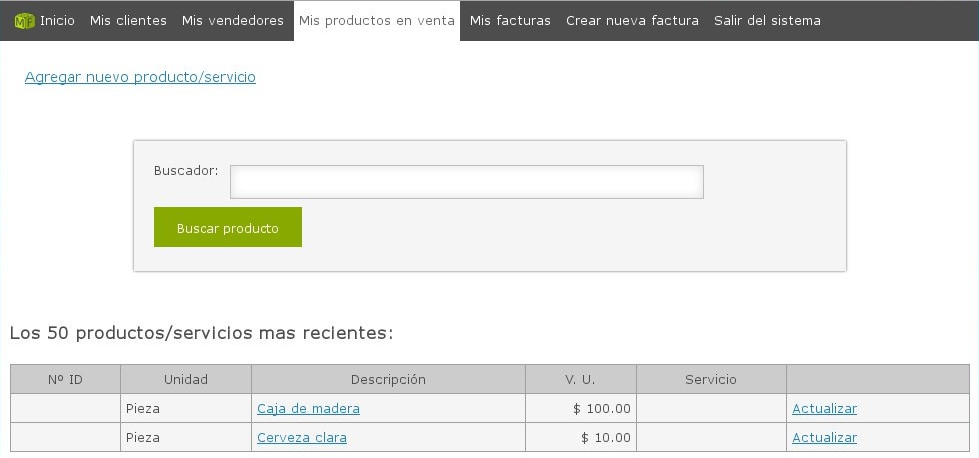 Agregar producto o servicio